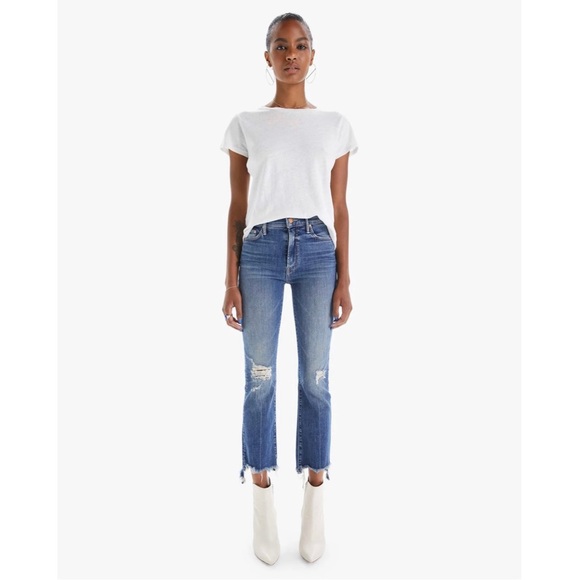 MOTHER Denim - MOTHER Superior The Insider Crop Step Chew Jeans Better When Its Wrong Blue 25